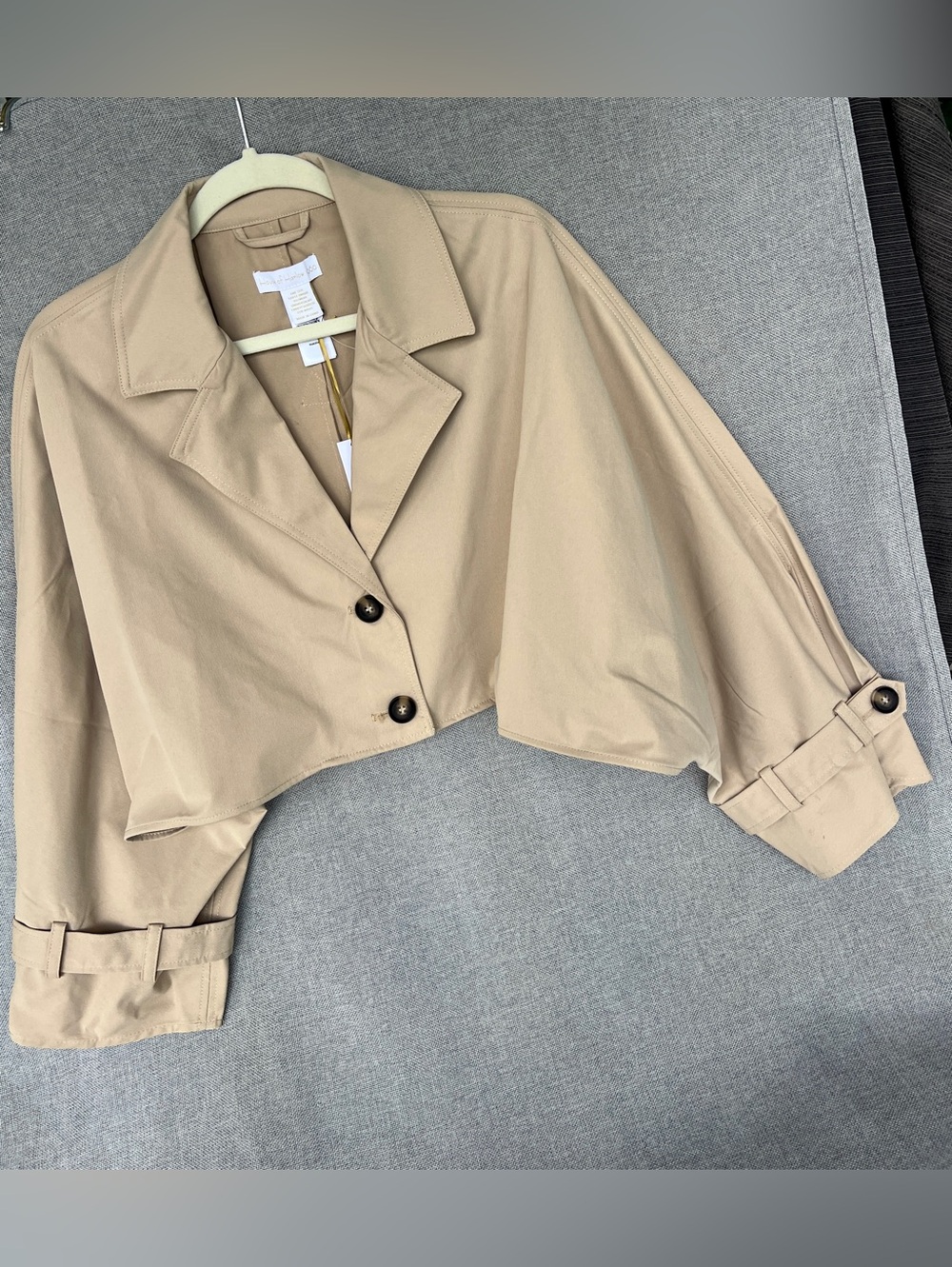 House of Harlow 1960 Dolman Barwing CROPPED trench coat style jacket beige